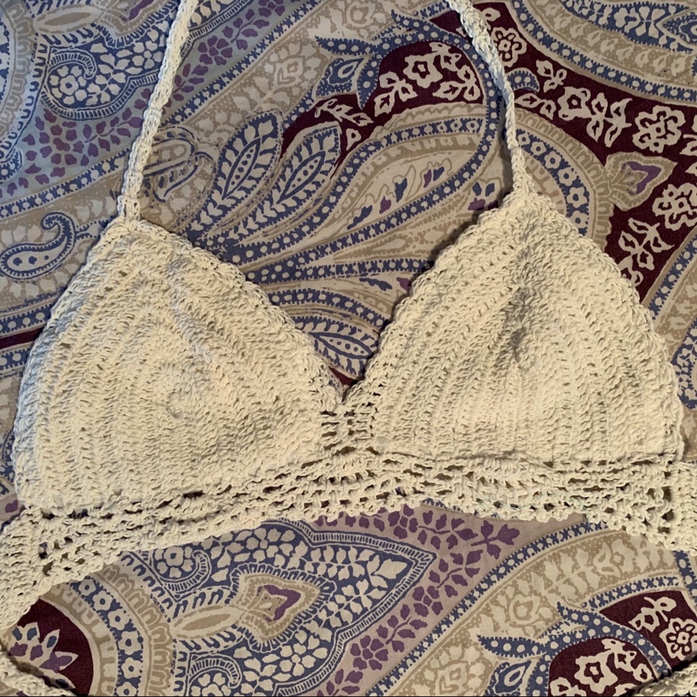 Crochet White Bikini Top